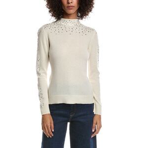 Forte Cashmere Womens  Crystal Cashmere Pullover, White